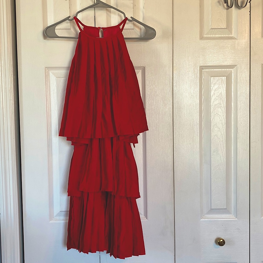 Red satin dress